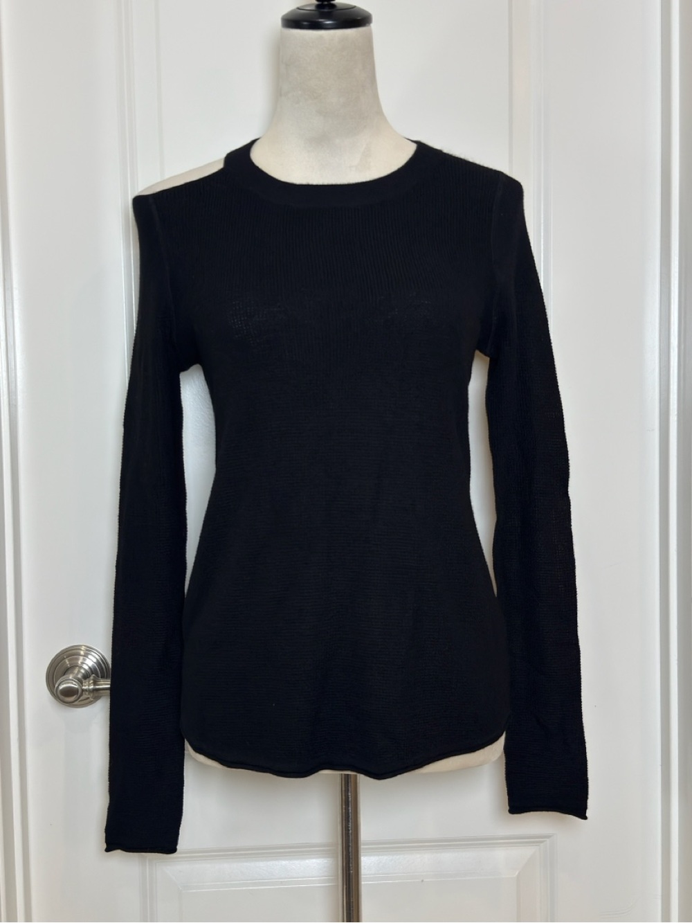 Feel The Piece Black Ribbed Long Sleeve Crewneck Sweater NWT